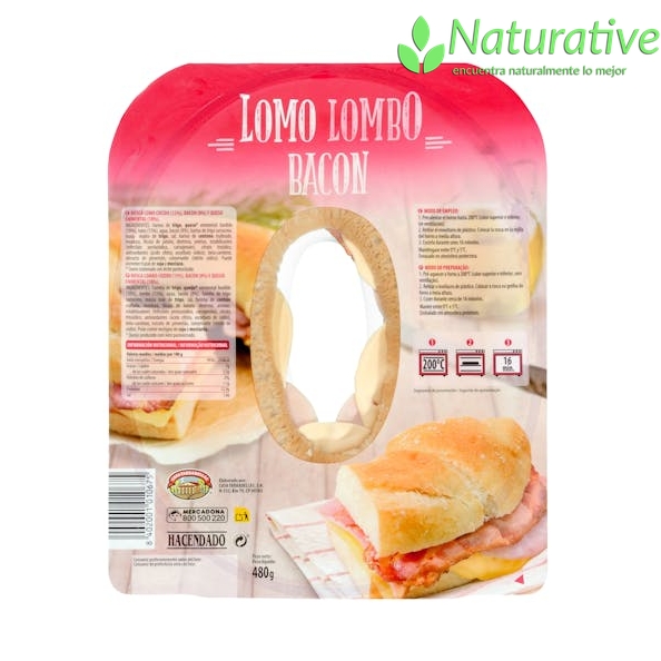 Opciones y precios de la rosca de lomo, bacón y queso Hacendado